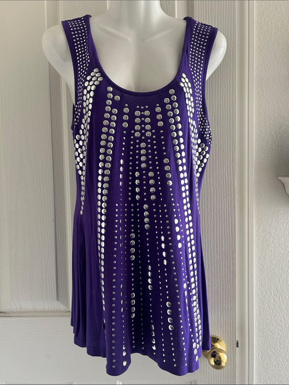 Cache Purple Studded Scoop Neck Tank